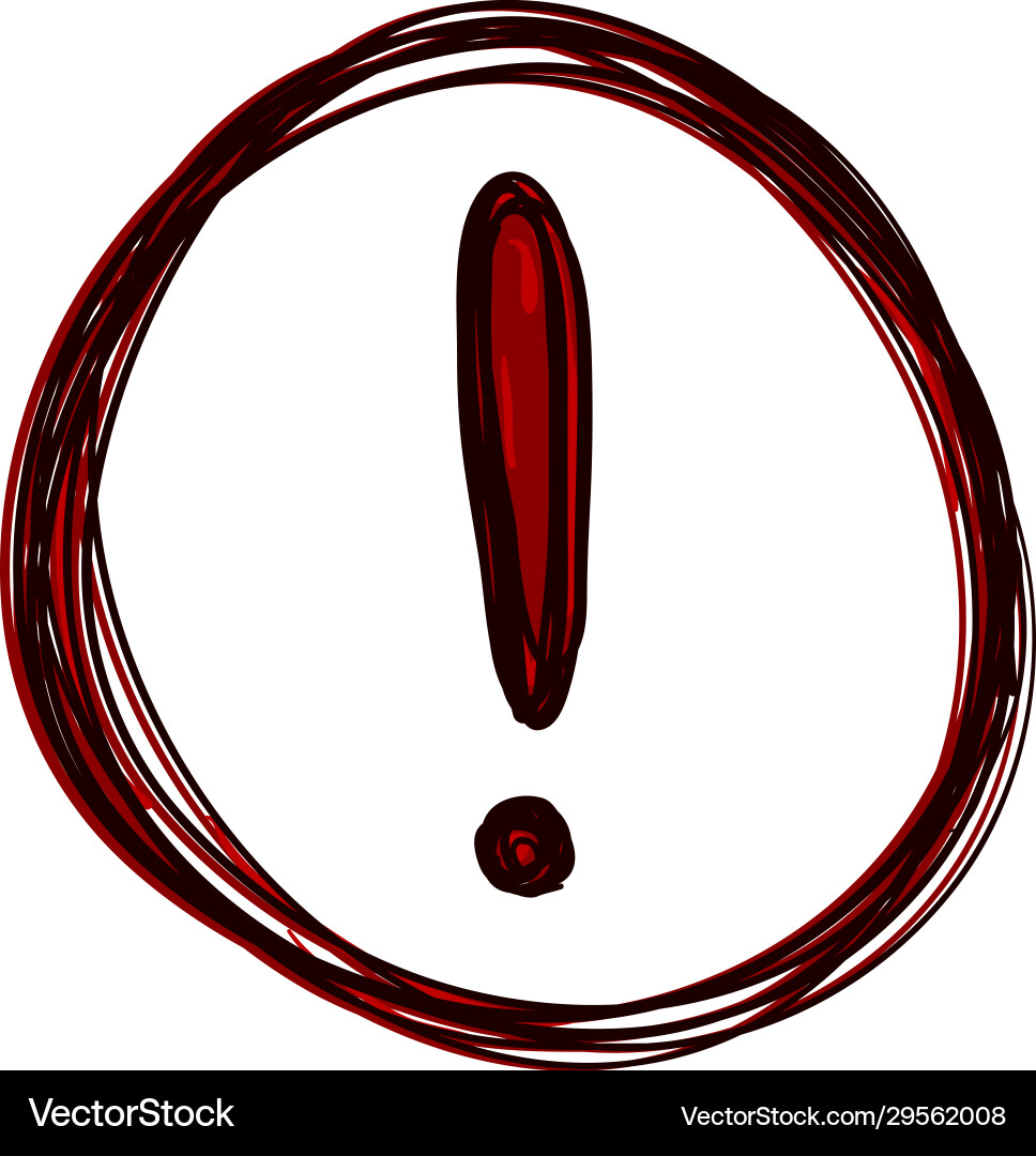 Set red sketch exclamation mark in doodle Set red sketch exclamation mark in doodle Vector Image