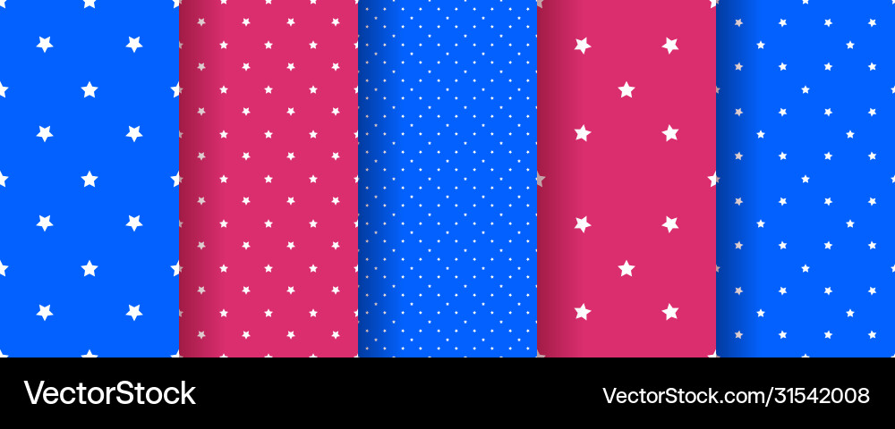 Set seamless patterns with stars in colors Set seamless patterns with stars in colors vector image