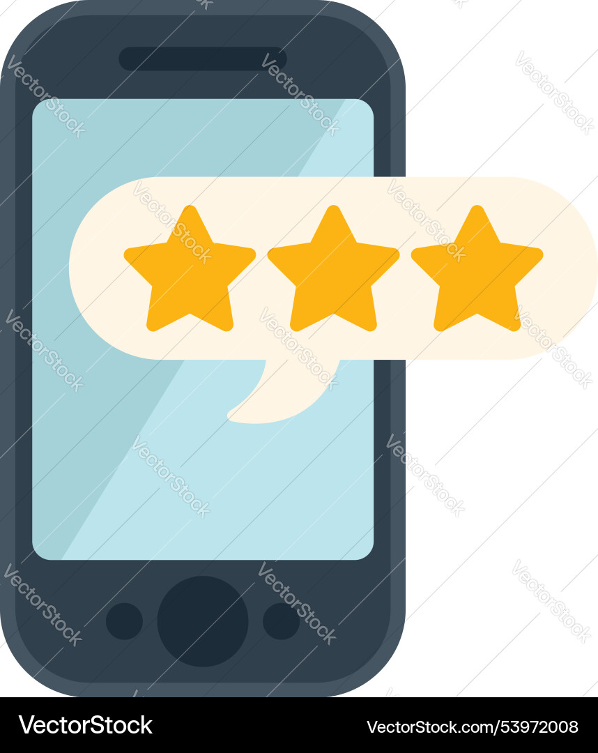 Smartphone showing three stars rating review Smartphone showing three stars rating review Vector Image