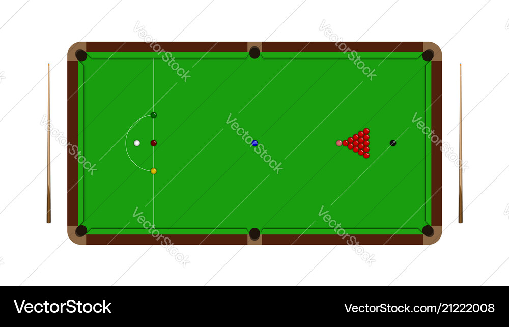 Top view of realistic snooker table with balls vector image