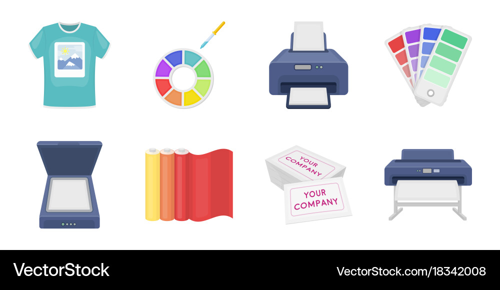 Typographical products icons in set collection Vector Image