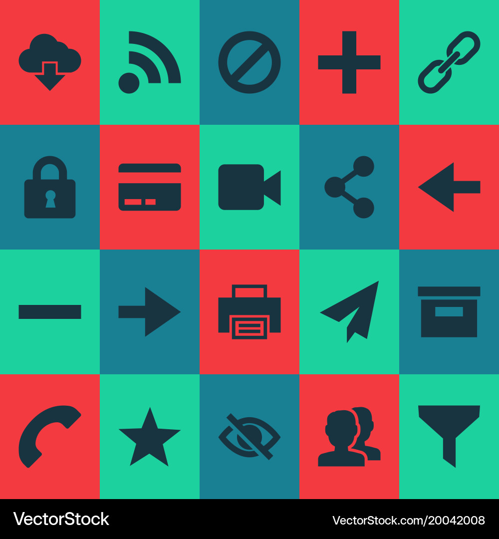 User icons set with call video remove and other vector image