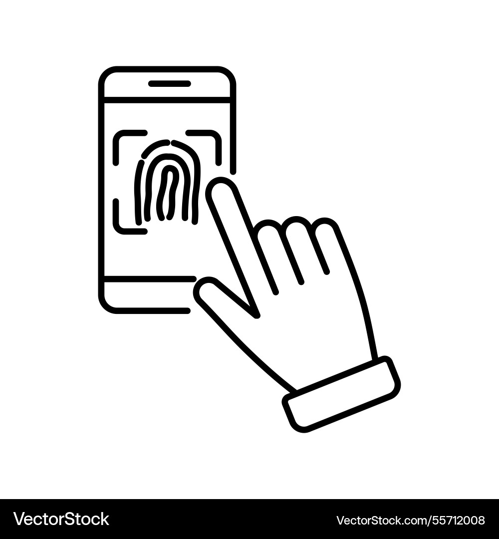 User interacting with smartphone fingerprint User interacting with smartphone fingerprint vector image
