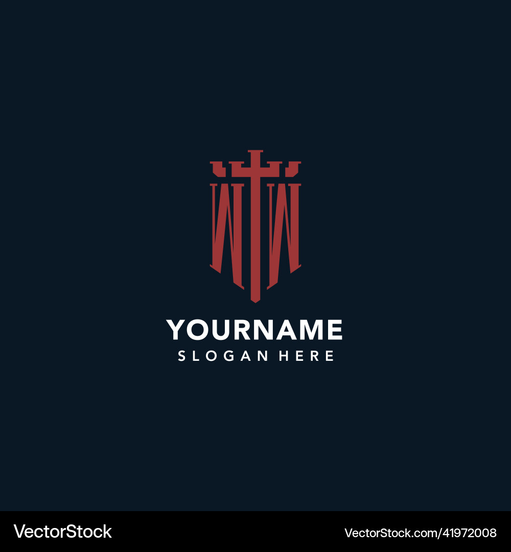 Ww initial monogram logos with sword and shield Vector Image