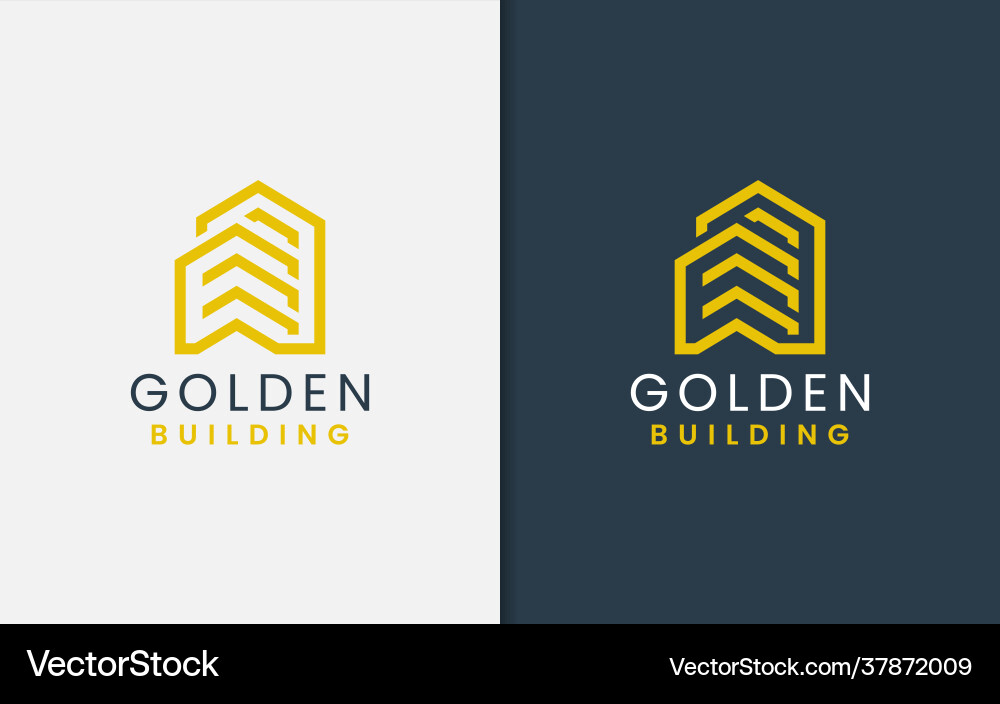 Abstract building with yellow geometric lines Vector Image
