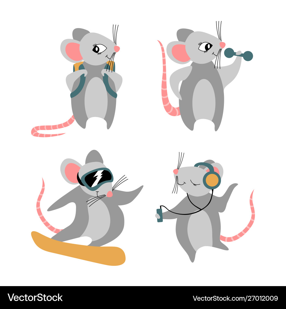 Adorable Rat Collection Vector Image