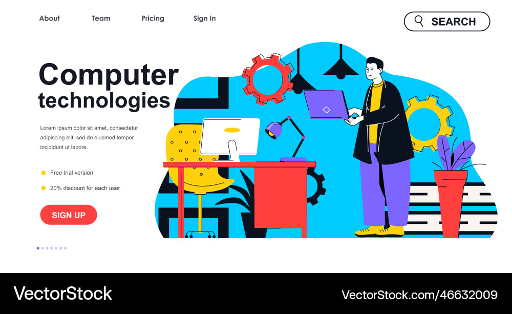 Computer technologies concept for landing page Computer technologies concept for landing page Vector Image