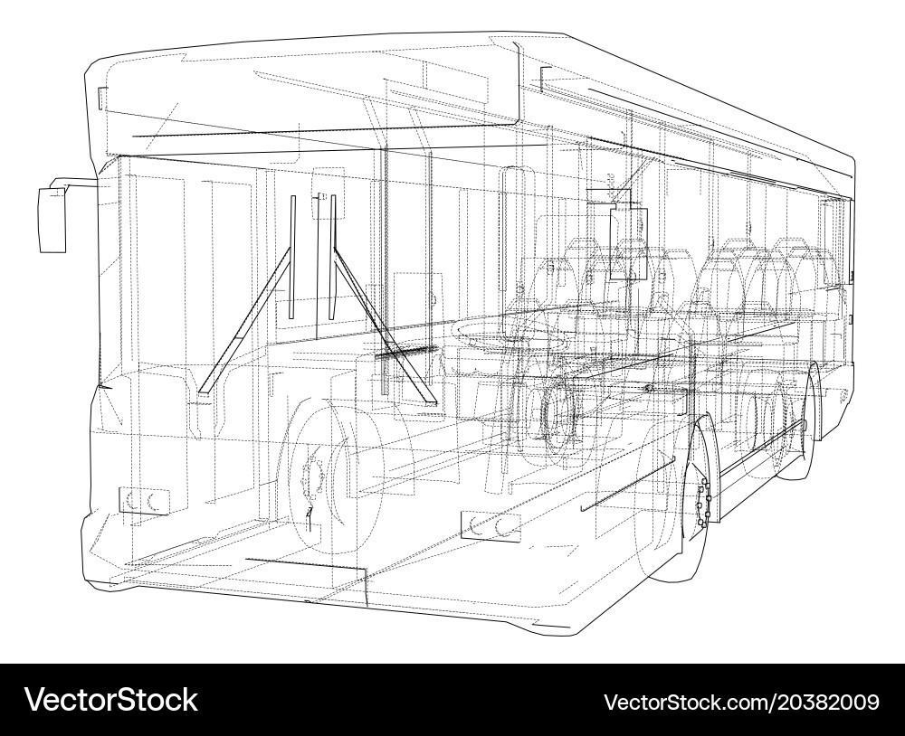 Concept city bus rendering of 3d vector image