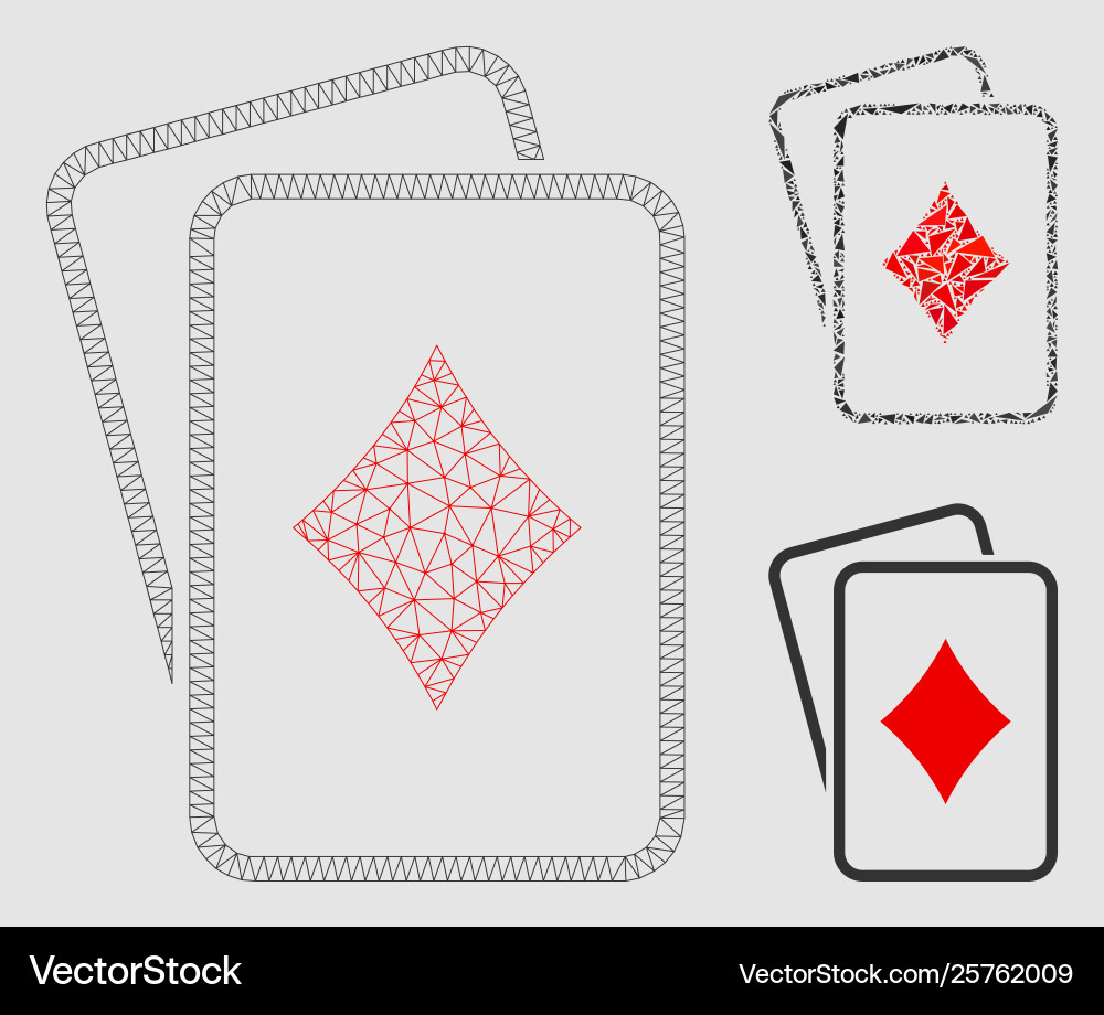 Diamonds gambling cards mesh carcass model Diamonds gambling cards mesh carcass model vector image