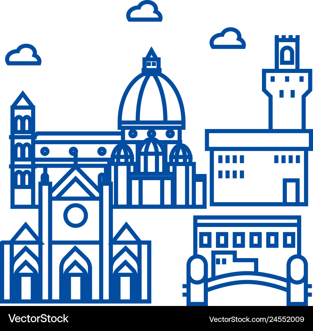 Florence italy line icon concept Florence italy line icon concept vector image