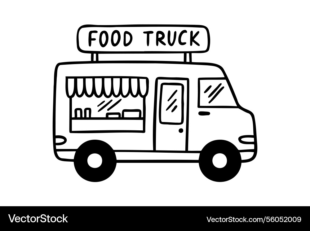 Food truck icon doodle hand drawn outline drawing Food truck icon doodle hand drawn outline drawing vector image