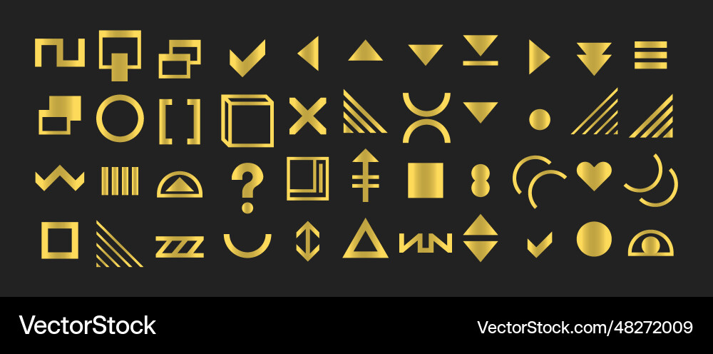 Golden shining random signs and symbols icons set Golden shining random signs and symbols icons set vector image