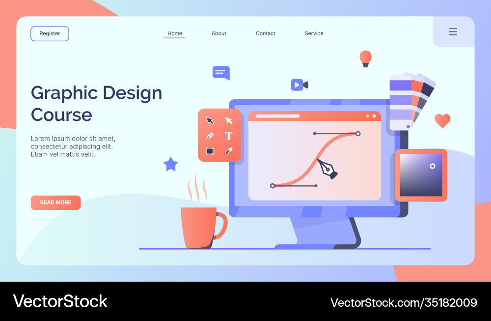 Graphic design course campaign for web website Graphic design course campaign for web website vector image