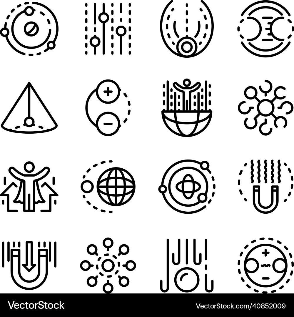Gravity icons set outline style Vector Image