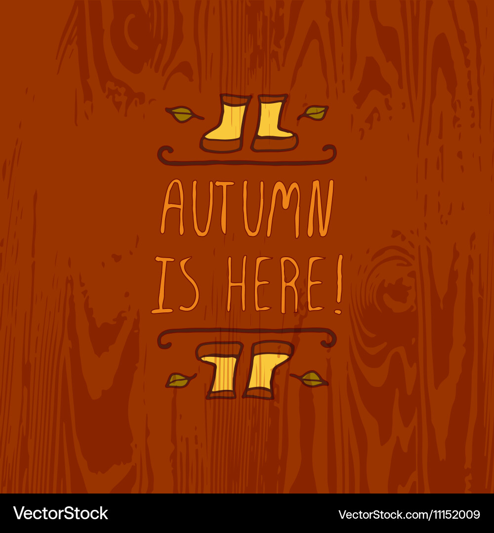 Handdrawn autumn element with text vector image