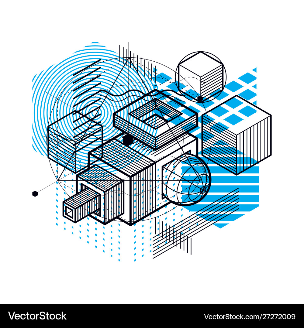 Isometric abstraction with lines and different Isometric abstraction with lines and different Vector Image