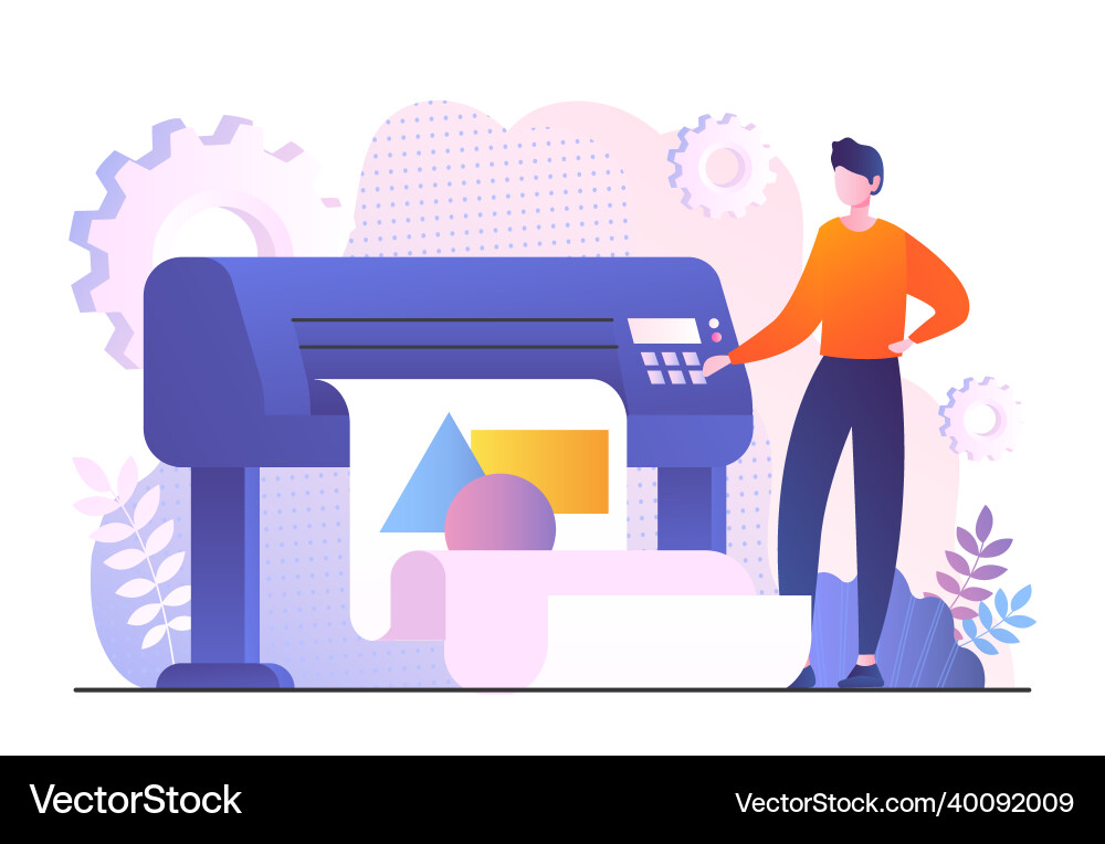 Man prints on paper Man prints on paper vector image