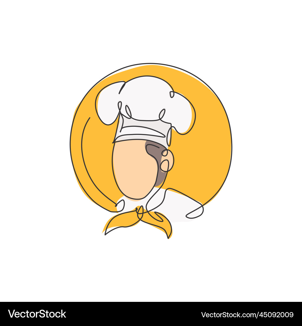 One single line drawing of chef man character One single line drawing of chef man character vector image