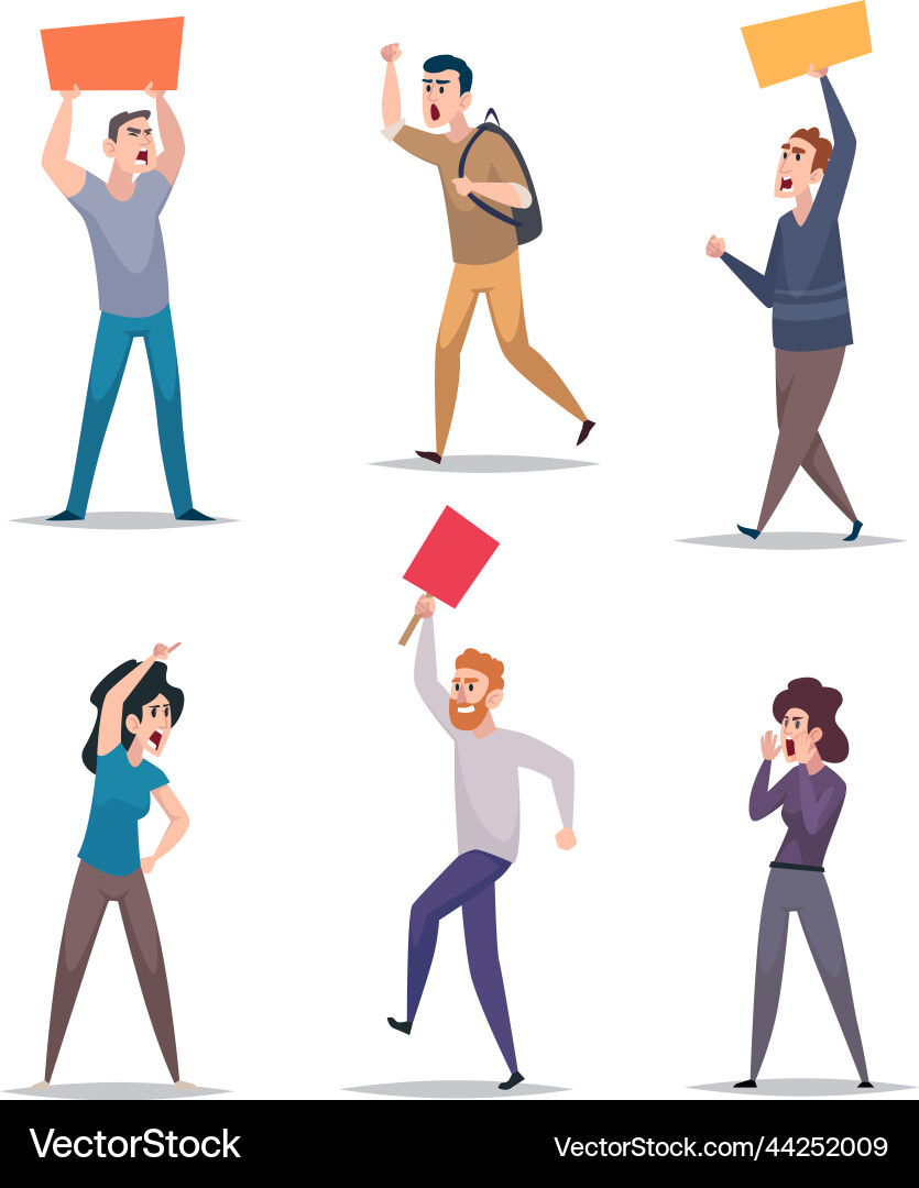 Protested characters aggressive crowd holding Protested characters aggressive crowd holding vector image