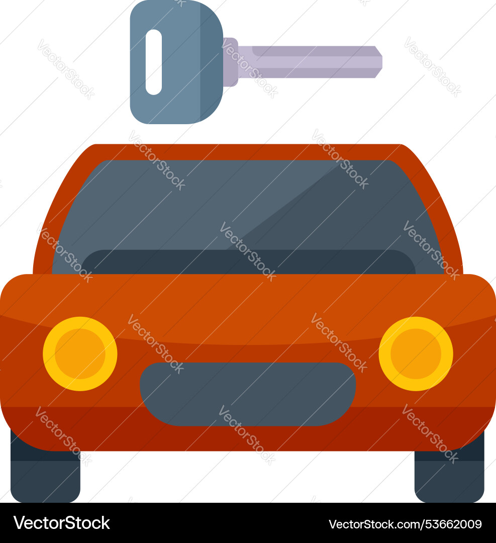 Red car front view with key representing sale Vector Image