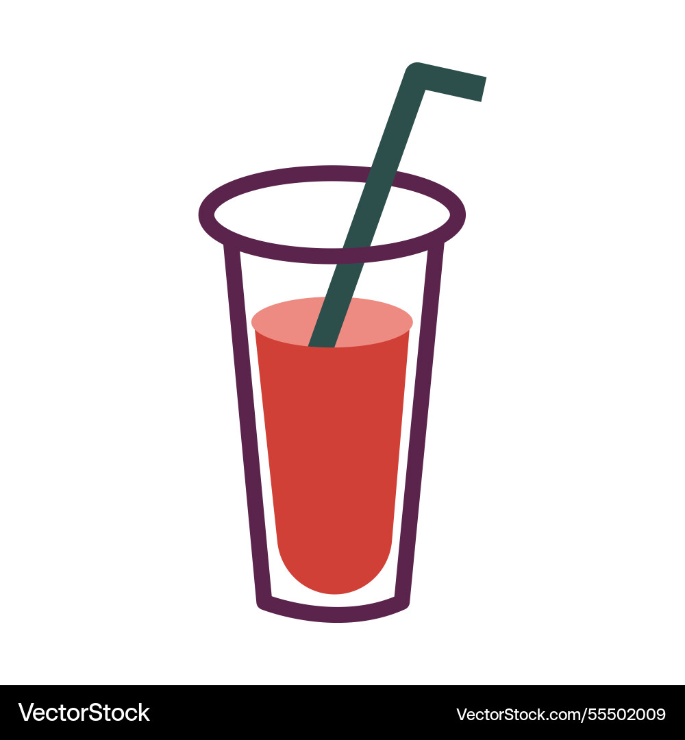 Refreshing drink with a straw in transparent Vector Image