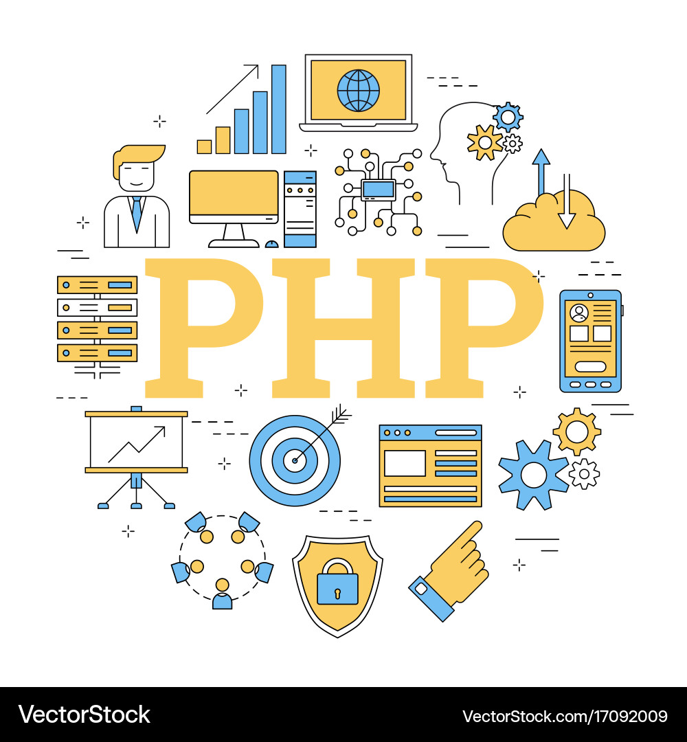 Round linear concept of php vector image