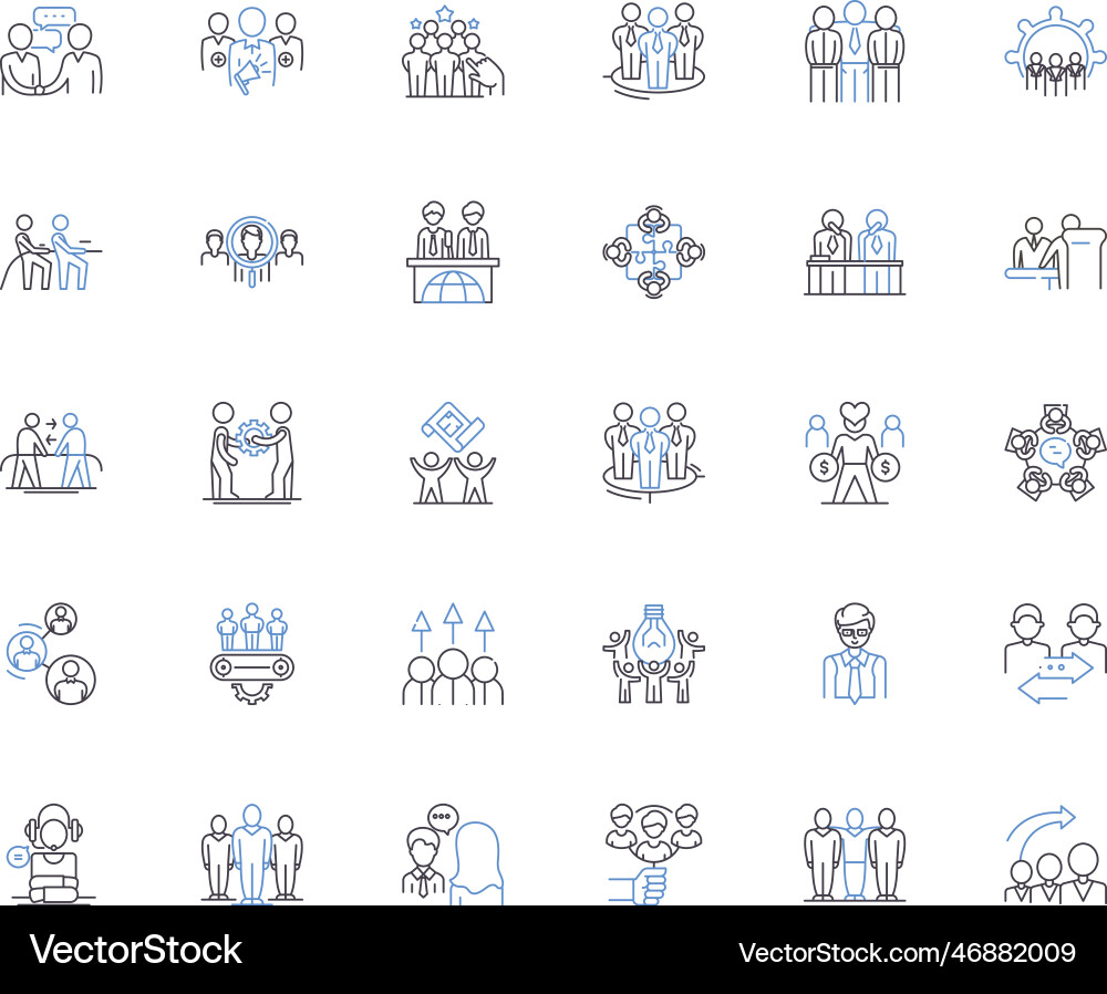 Sales force line icons collection crm salesforce Vector Image