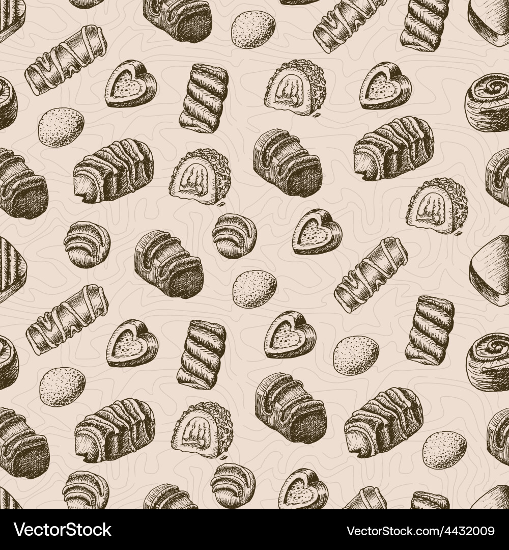 Seamless pattern with chocolates vector image