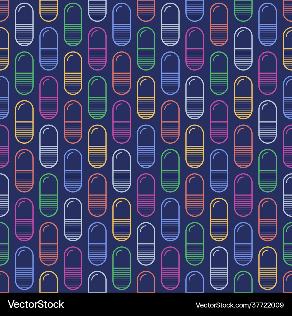 Seamless pattern with color pills tablets Seamless pattern with color pills tablets vector image