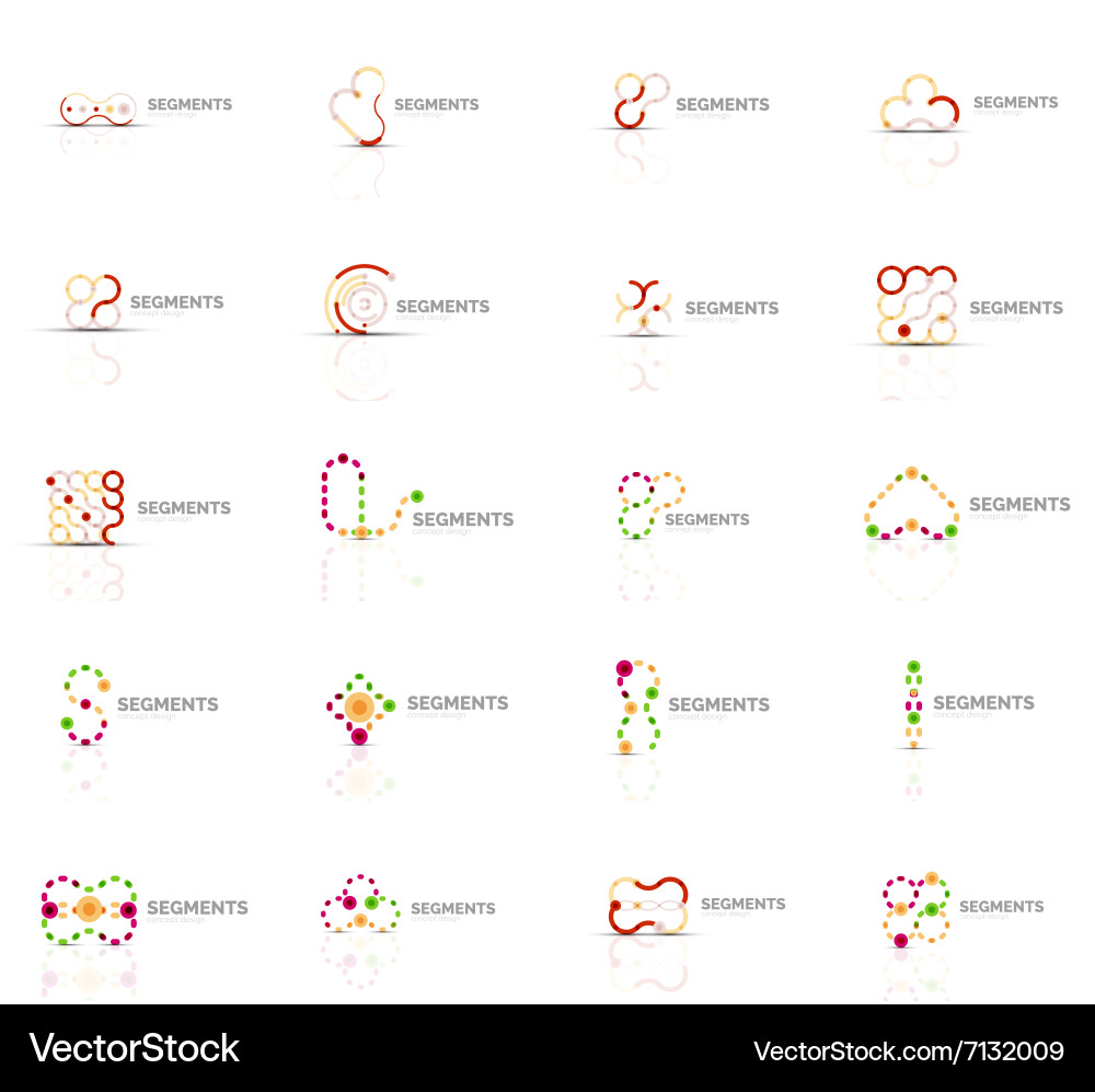 Set of linear abstract logos swirl circle vector image