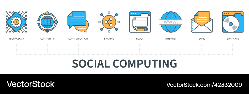 Social computing infographics in minimal flat Vector Image