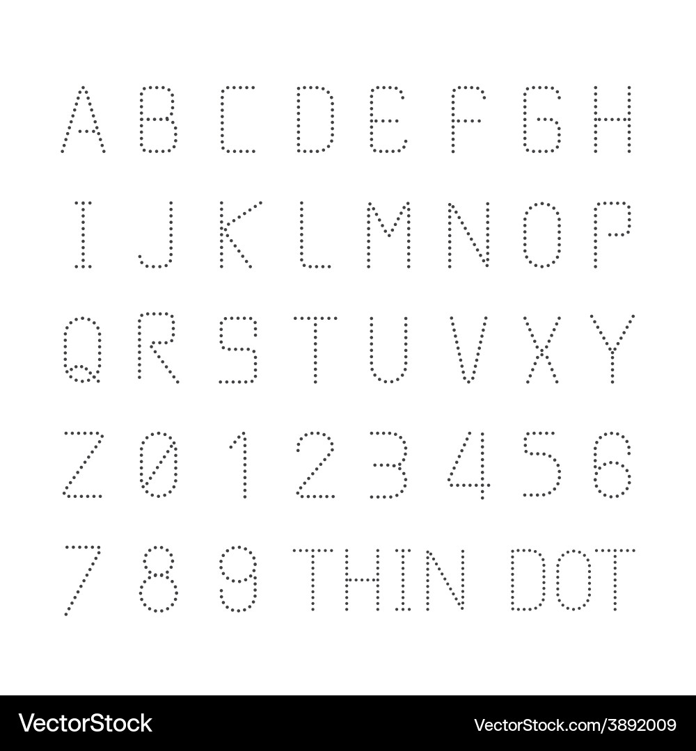 Thin Dot Alphabet Font - Character Style vector image