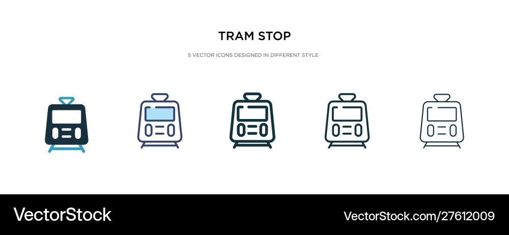 Tram stop icon in different style two colored Tram stop icon in different style two colored vector image
