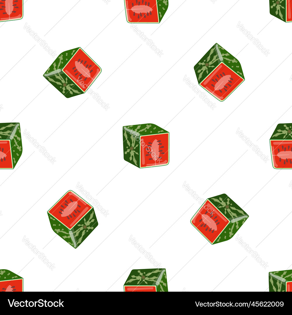 Watermelon cube pattern seamless Vector Image