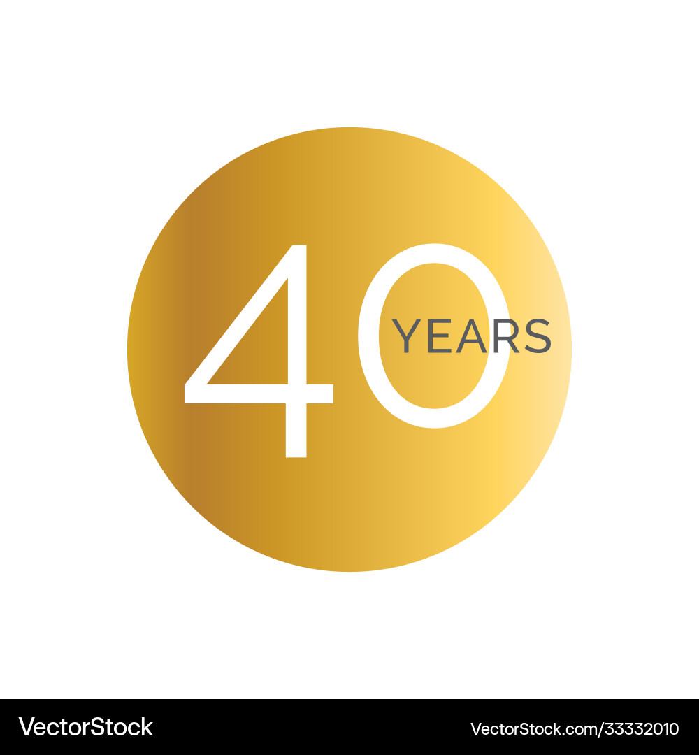 40th anniversary gold banner template fortieth vector image