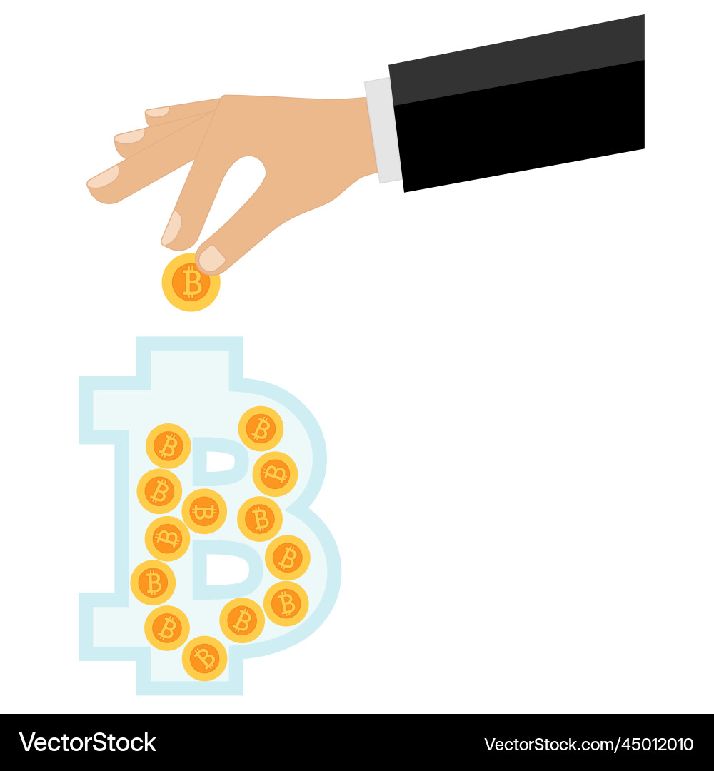 A bitcoin coins into jar in the shape Vector Image