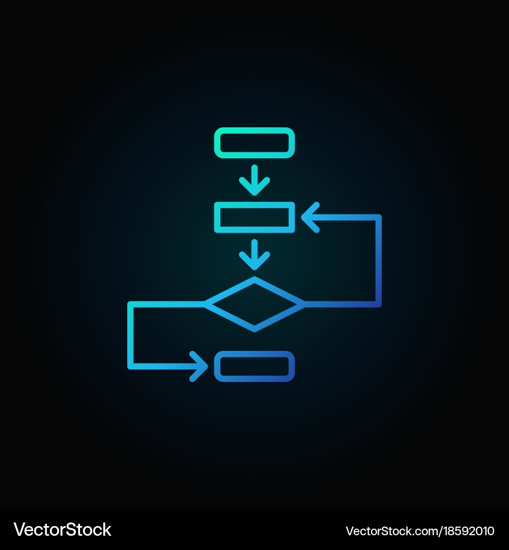 Algorithm outline blue icon on dark Vector Image