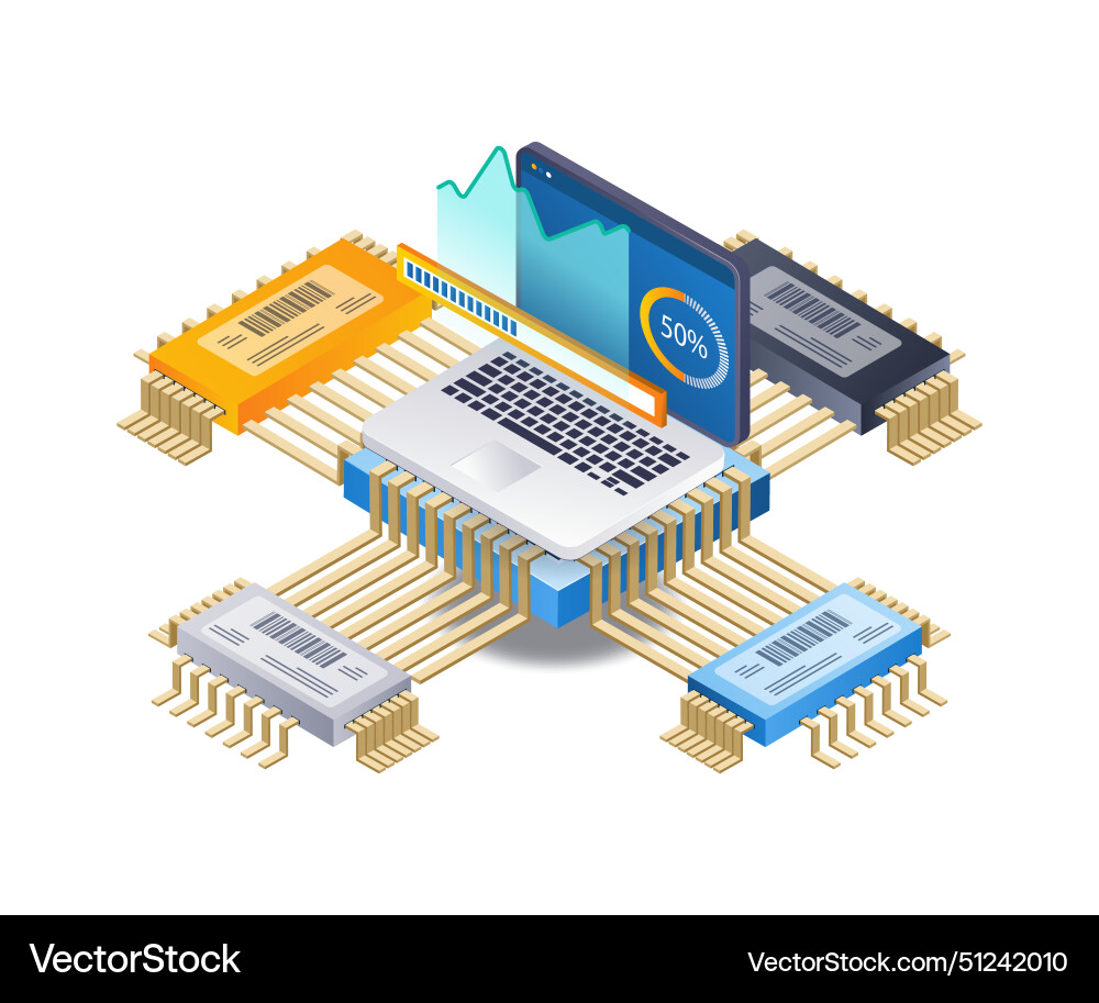 Analysis of computer vga speed technology vector image