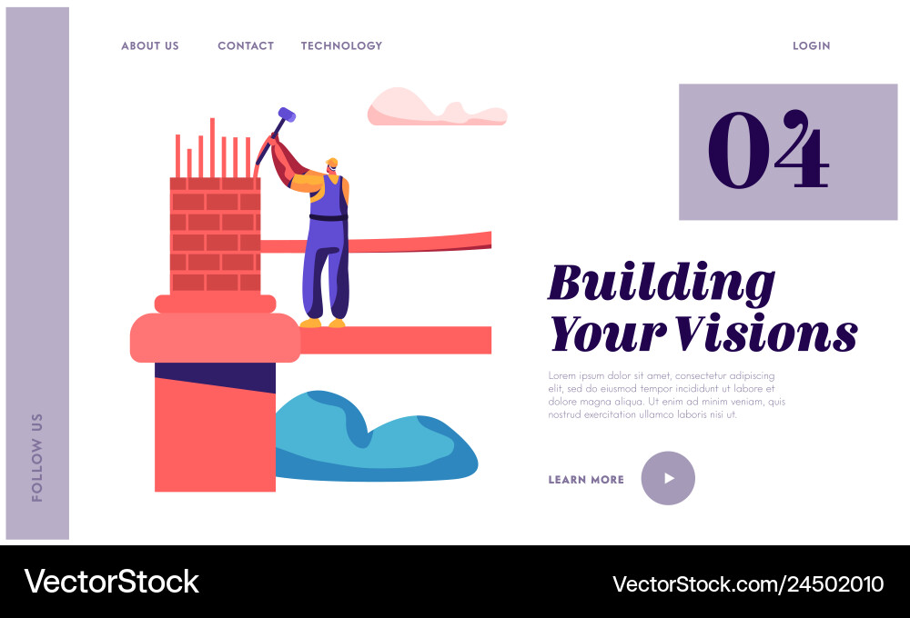 Builder engineering bridge with brick and hammer Builder engineering bridge with brick and hammer vector image