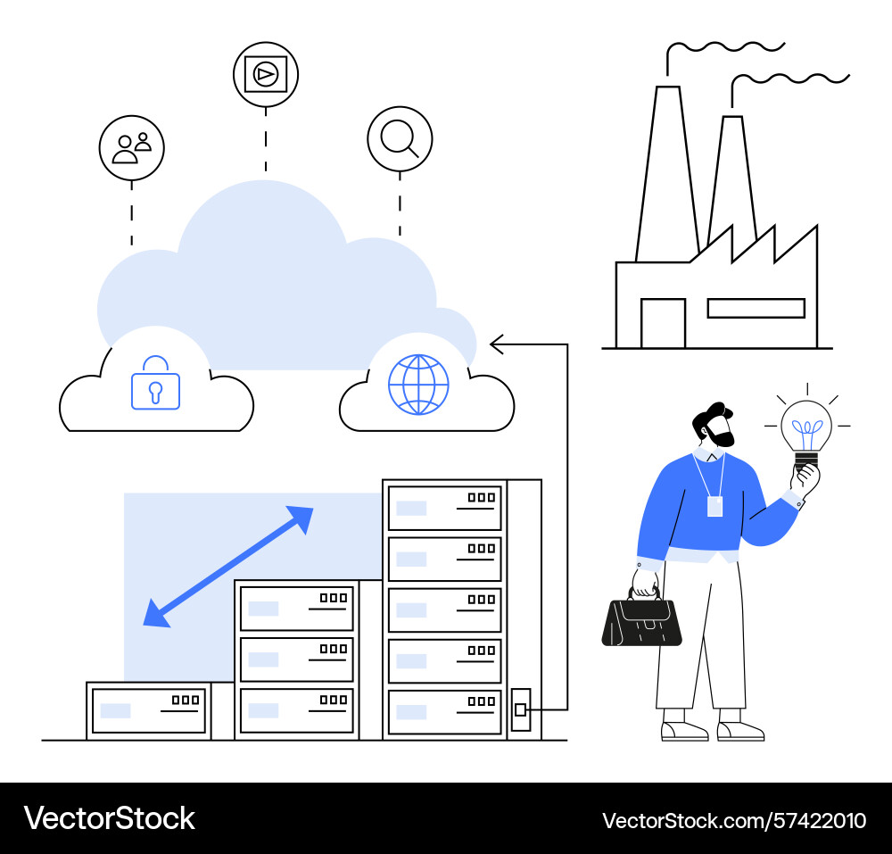 Cloud computing infrastructure and data storage Cloud computing infrastructure and data storage vector image
