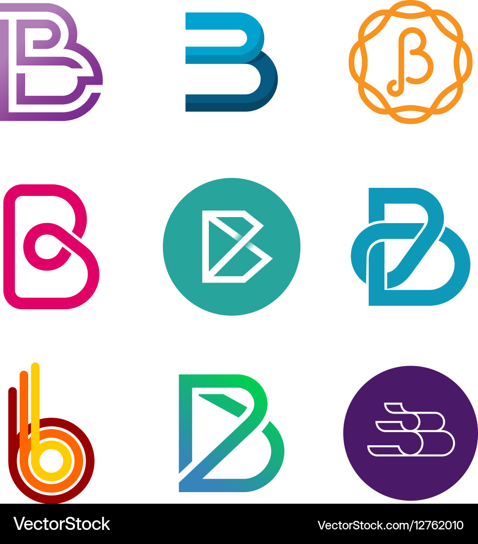 Colorful B Letter Logo Set - Modern Icons vector image