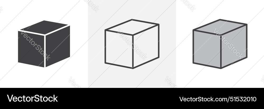 Cube icon set square sugar 3d symbol cubic Vector Image