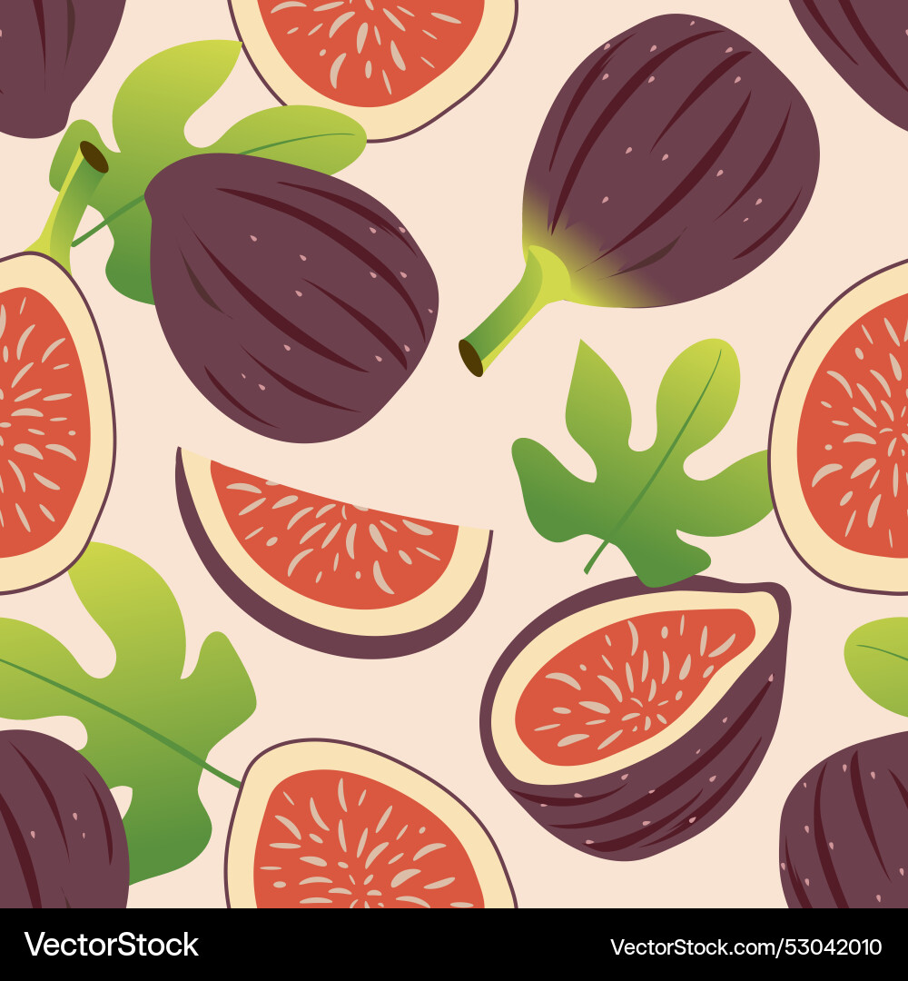 Figs and fig slices form a orient seamless pattern Figs and fig slices form a orient seamless pattern vector image