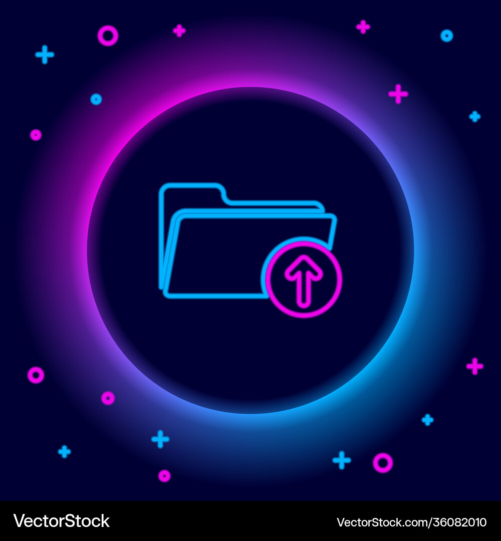 Glowing neon line upload file icon isolated Glowing neon line upload file icon isolated Vector Image