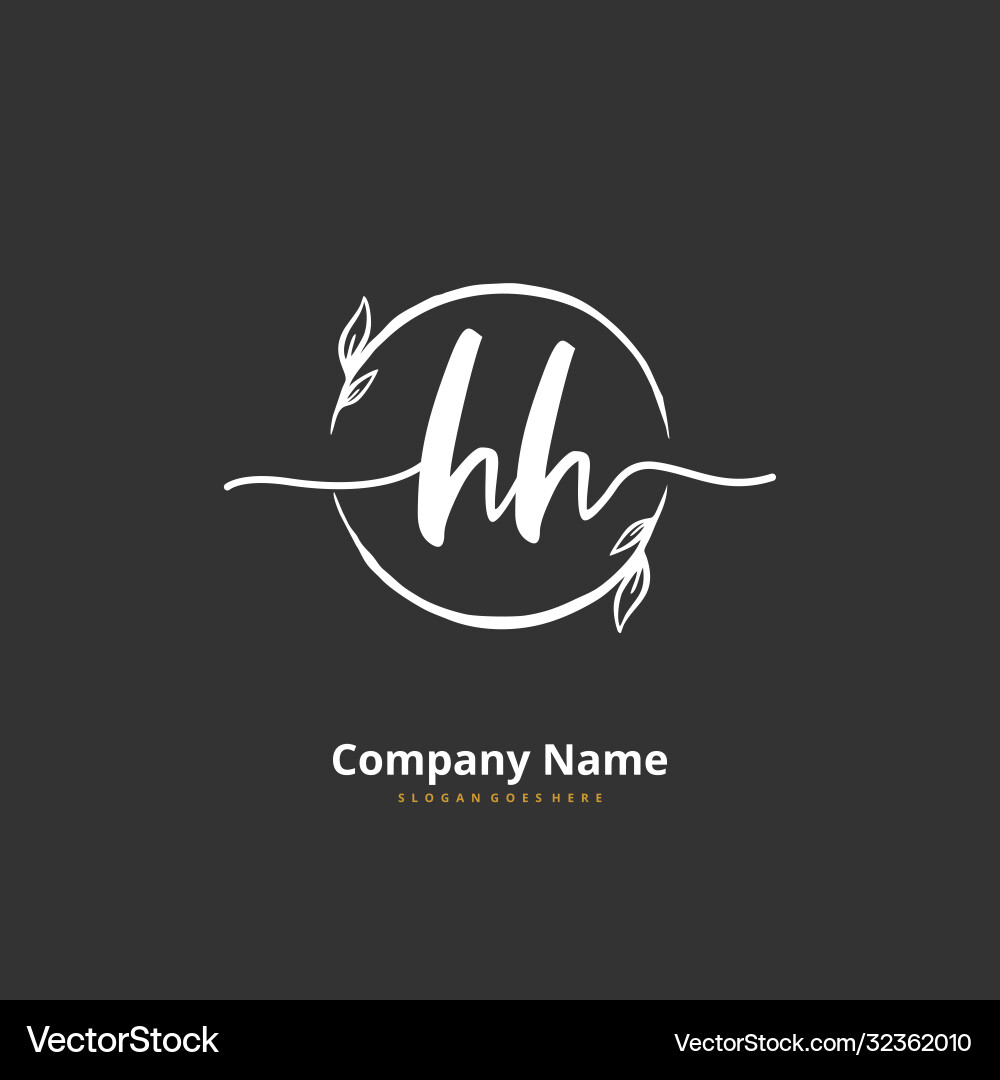 H hh initial handwriting and signature logo H hh initial handwriting and signature logo vector image