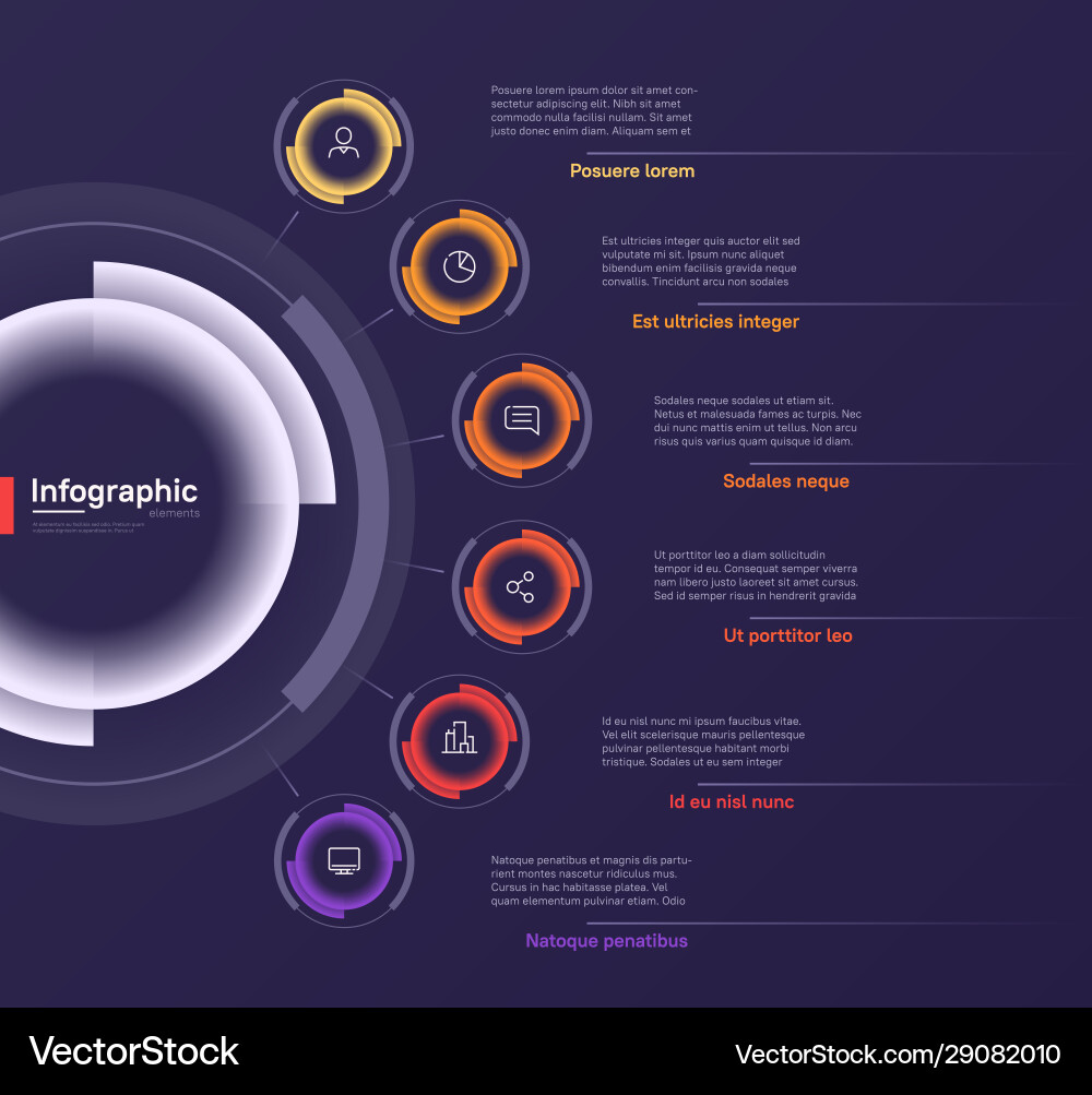 Infographic round chart template on a deep Infographic round chart template on a deep vector image