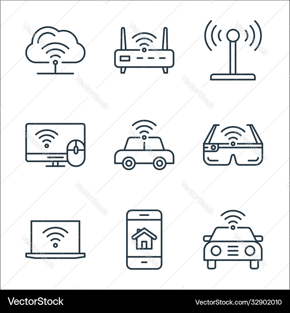 Internet things line icons linear set quality Internet things line icons linear set quality vector image