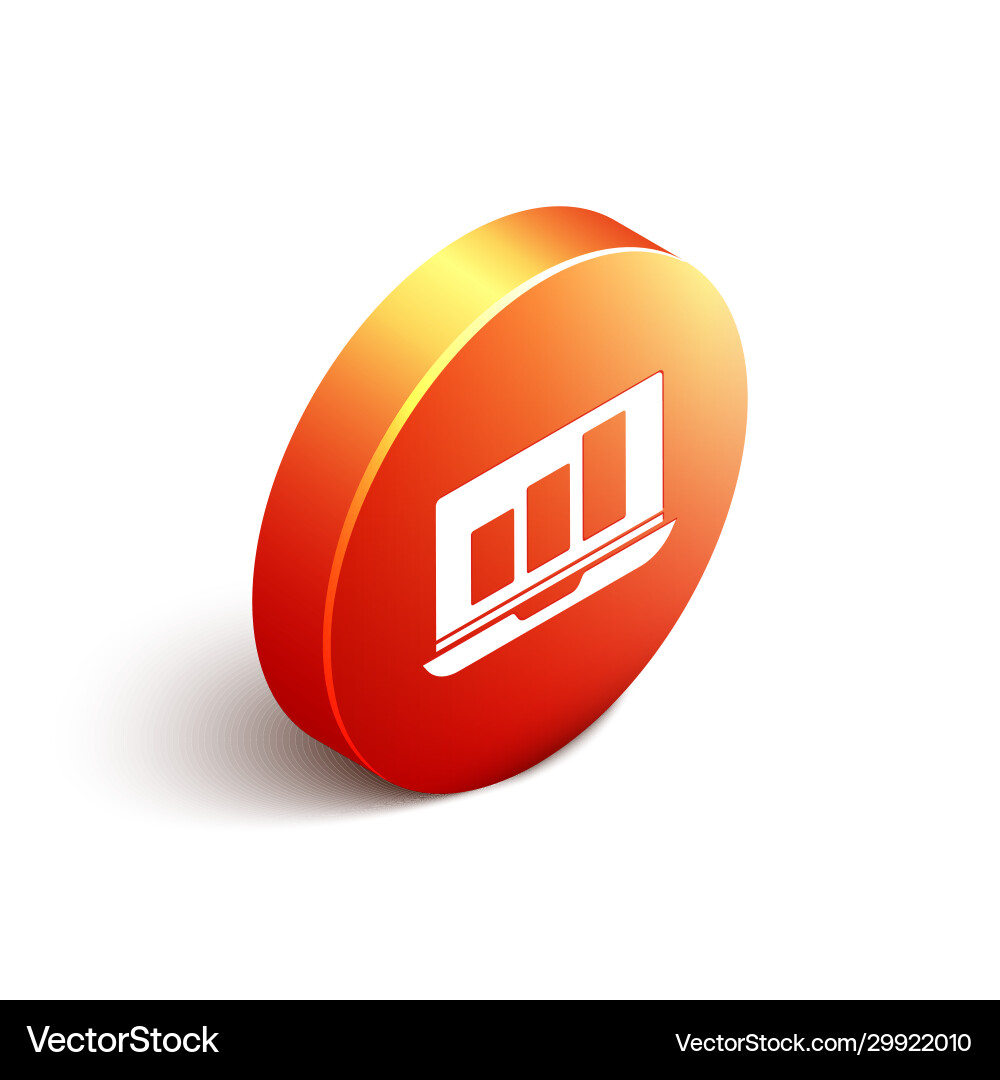 Isometric laptop with graph chart icon isolated Isometric laptop with graph chart icon isolated vector image
