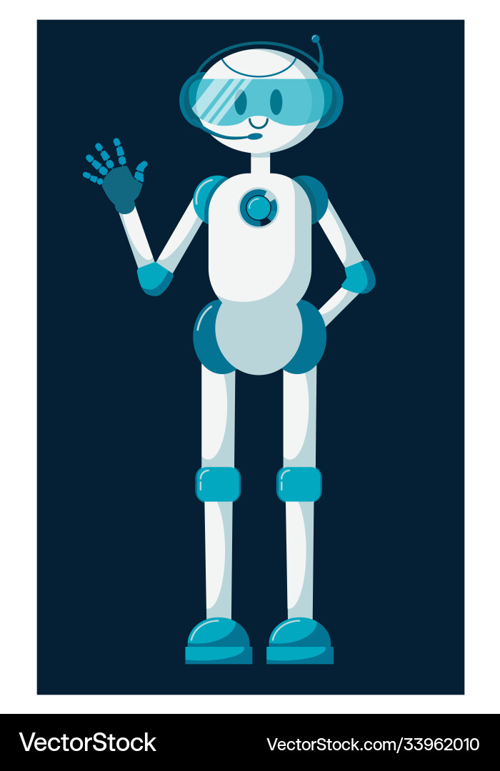 Lächeln Chat bot Charakter Roboter helfen lösen Vektorbild
