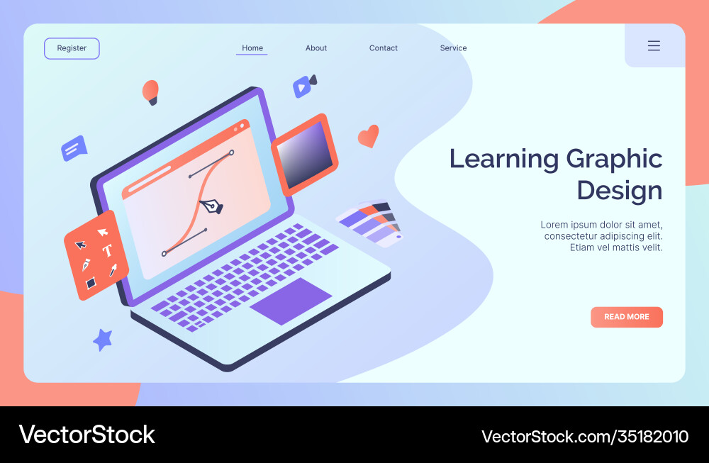 Learning graphic design campaign for web website Learning graphic design campaign for web website vector image